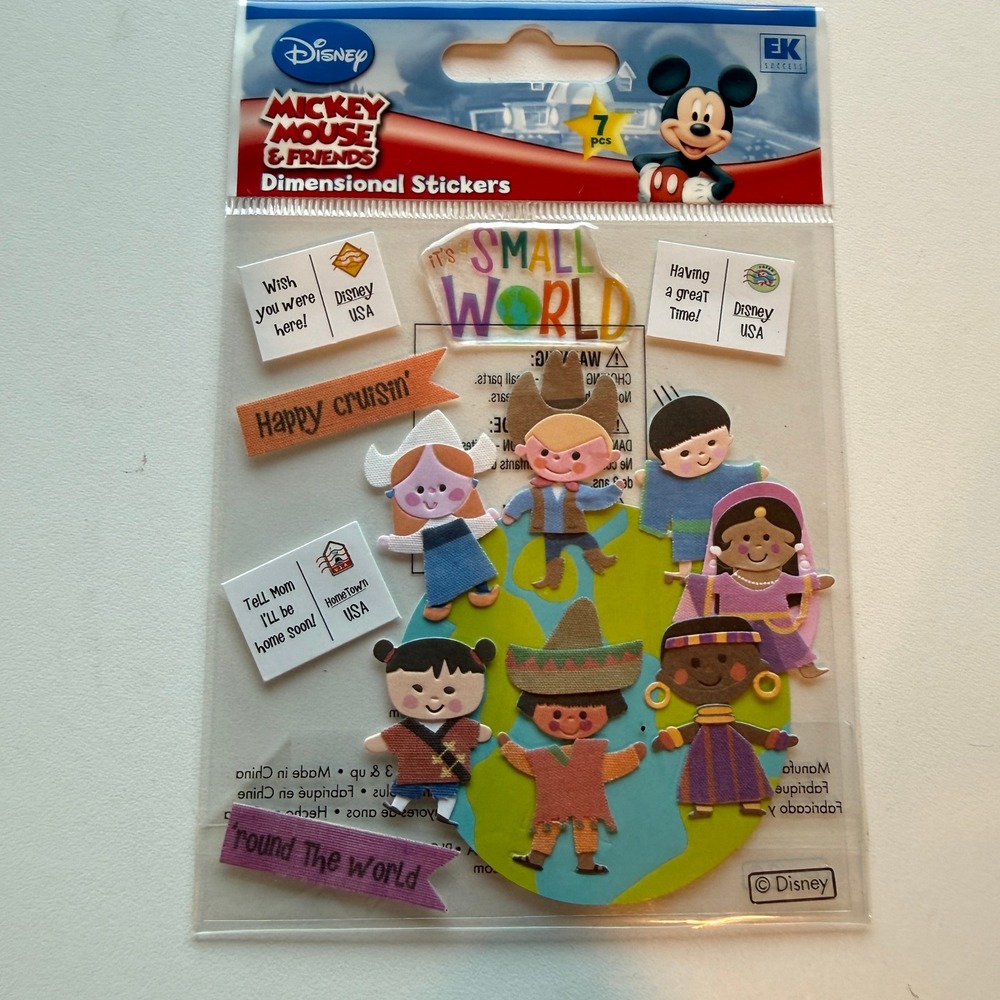 Disney EK Success It's a Small World Dimensional Stickers 7pc DJBV03 New